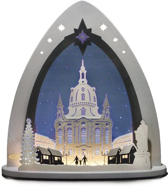 Weigla® Holzkunst Weigla® Holzkunst Moderne LED Lichterspitze Schwibbogen "Dresdner Frauenkirche" traumhaft aus dem Erzgebirge – Produktbild 1 von 3