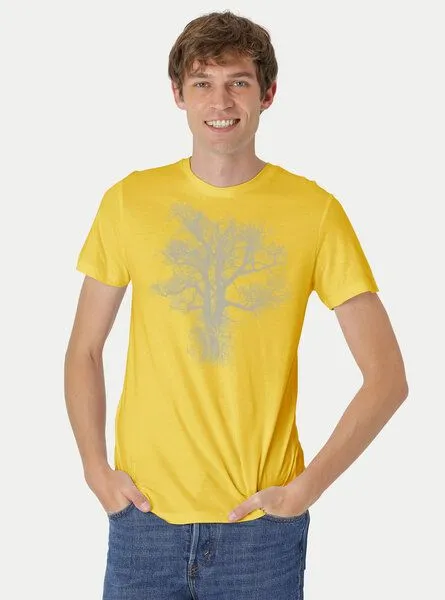 Peaces.bio - handbedruckte Biomode Peaces.bio - handbedruckte Biomode Bio-Herren-T-Shirt Chestnut, Gelb, – Produktbild 2 von 3