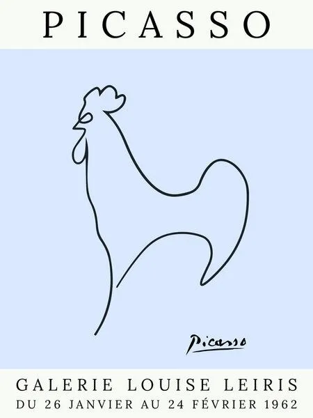 Photocircle Photocircle Poster / Leinwandbild - Picasso Hahn – blau – Produktbild 1 von 4