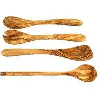 Olivenholz erleben Olivenholz erleben 4-tlg. Set: Kochlöffel rund, Pfannenwender glatt, Salatbesteck L30 – Produktbild 1 von 1