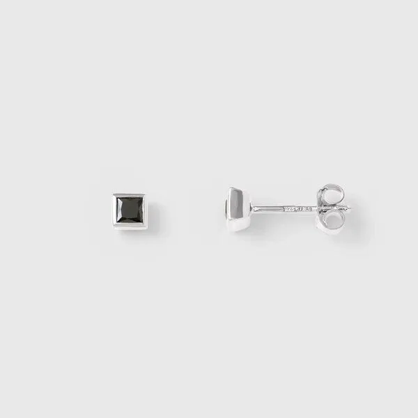 fejn jewelry fejn jewelry Ohrstecker 'black square' - mit schwarzem Zirkonia, Silber, – Produktbild 1 von 2