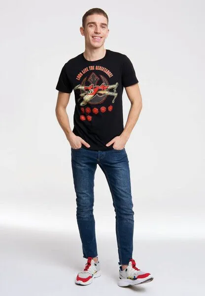 LOGOSH!RT LOGOSH!RT - Star Wars - Resistance - Starfighter - Organic T-Shirt, Schwarz, – Produktbild 2 von 4