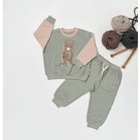 tetoi vienna tetoi-vienna TENCEL kuscheliges Kinder Sweatshirt Hose Set "Alpenflausch Bär", Mint, – Produktbild 1 von 1
