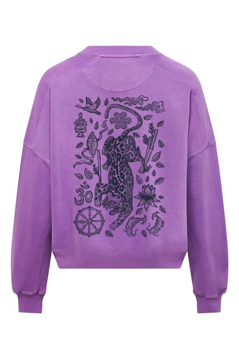 KOMODO KOMODO Damen vegan Women's Sweatshirt Nepali Leopard Lila, Violett, – Produktbild 2 von 2