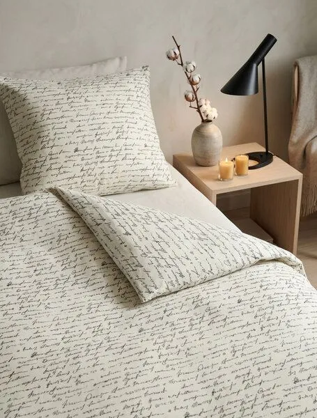 Nature by Adam Nature by Adam Bettwäsche 2tlg aus Leinen und Bio-Baumwolle - Made in Germany - Scribble, Natur-schwarz, – Produktbild 1 von 3