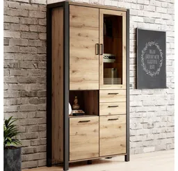 Lomadox Vitrine ACCRA-83 Taurus Eiche Nb. mit LED Beleuchtung 100/200/41 cm – Produktbild 1 von 1
