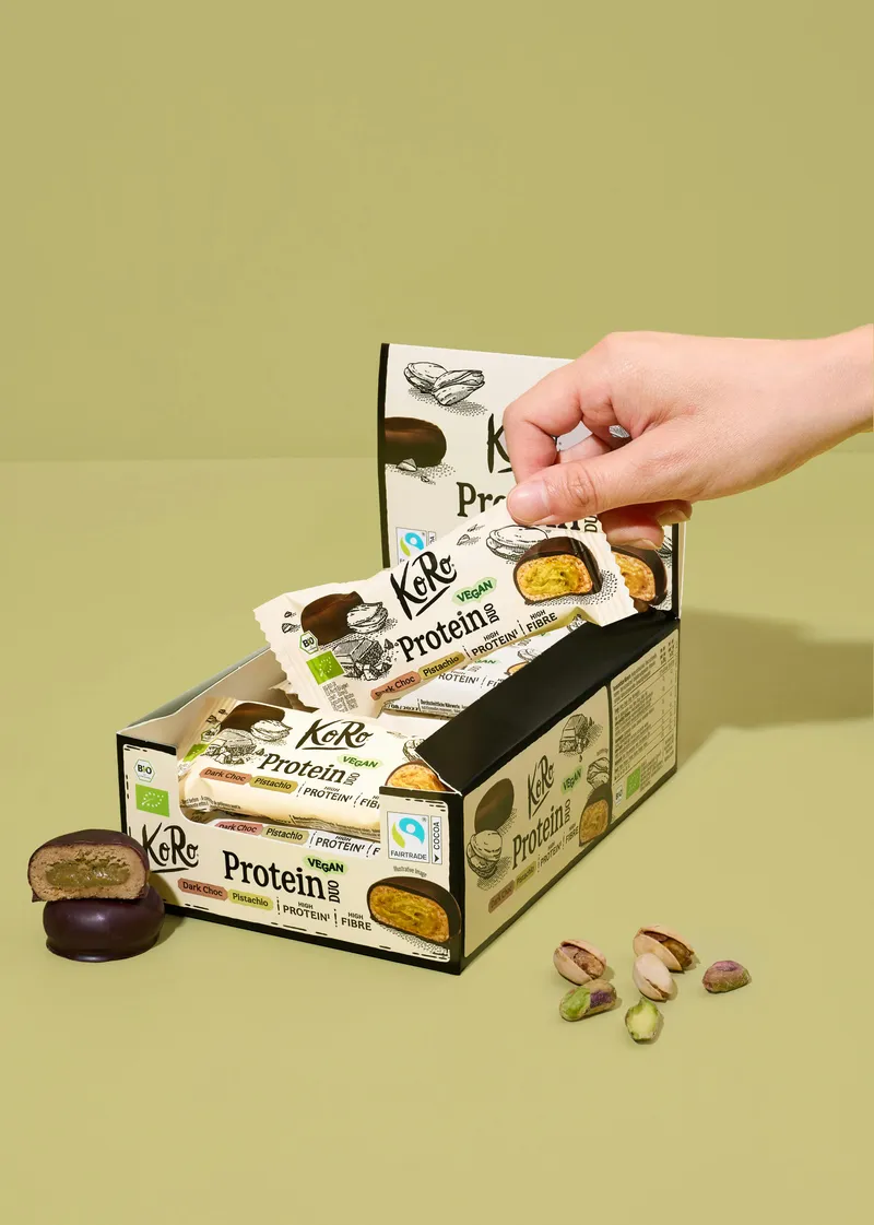 KoRo Bio Protein Duo Dark Choc Pistachio | 12 x 2 x 20 g – Produktbild 3 von 5