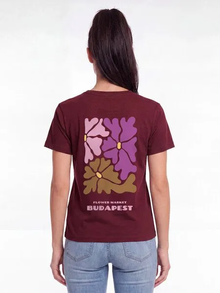 watapparel watapparel T-Shirt Frauen Budapest Flora, Burgundy, – Produktbild 2 von 3
