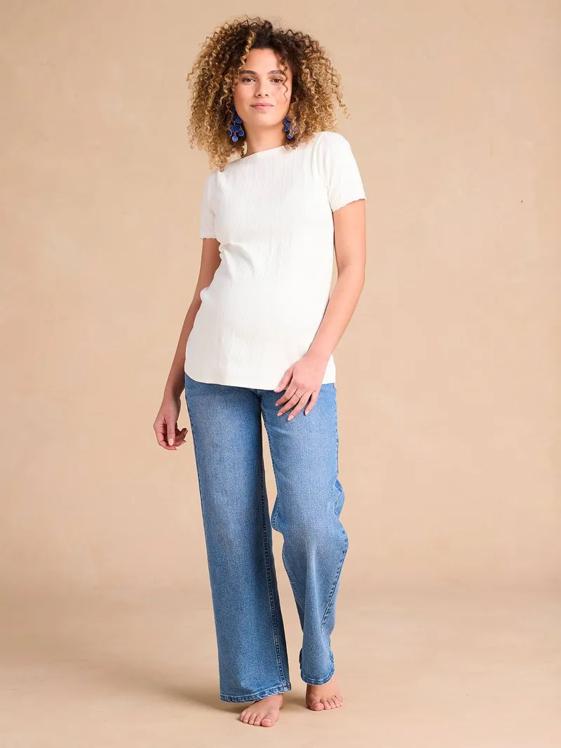 Envie De Fraise Weite Umstandsjeans mit Seamless-Einsatz ENVIE DE FRAISE, Blue stone, – Produktbild 1 von 4