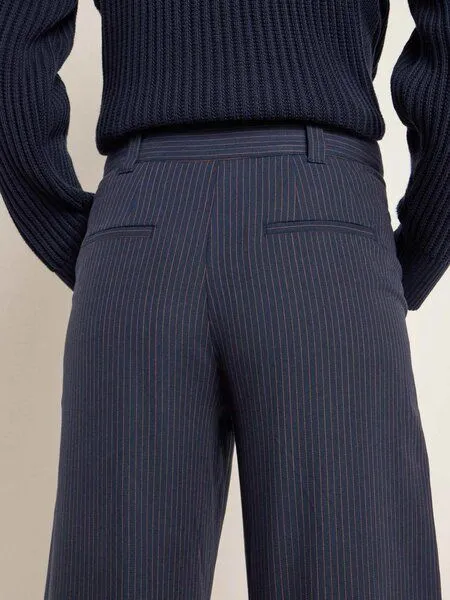 LANIUS LANIUS Nadelstreifen Marlenehose aus Bio-Baumwolle, Leinen und TENCEL, Midnight/ginger, – Produktbild 4 von 4