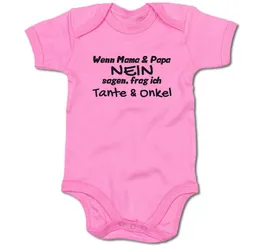 G-graphics Kurzarmbody Wenn Mama & Papa NEIN sagen, frag ich Tante & Onkel Baby Body mit Spruch / Motiv / Aufdruck • für/von Tante & Onkel – Produktbild 1 von 1