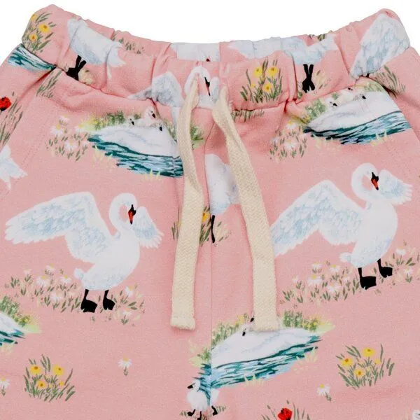 Walkiddy Walkiddy Kinder Shorts – Rosa mit Schwanmotiv, elastischer Bund mit Kordel, leicht & bequem, Sommer-Shorts, kombinierbar, Blau, – Produktbild 2 von 3