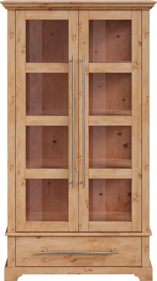 OTTO home Vitrine Melissa Höhe 169 cm, Breite 94 cm, 2-türig, Kiefer massiv, FSC®, Beige, – Produktbild 4 von 5