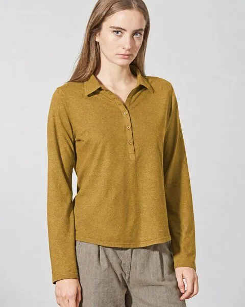 HempAge HempAge Blusenshirt Hanf/Biobaumwolle, Peanut(gelb), – Produktbild 3 von 4