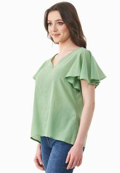 ORGANICATION ORGANICATION Bluse aus Bio-Baumwoll-Voile, Grün(matcha green), – Produktbild 4 von 4