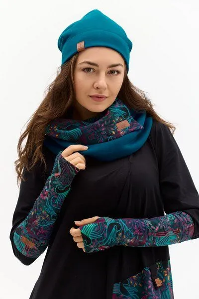 KOKOworld Mütze Twins – Klassische Beanie – Beidseitig – Warm – Fair produziert in EU – KOKOworld, Petrol amanay (mehrfarbig), – Produktbild 3 von 4