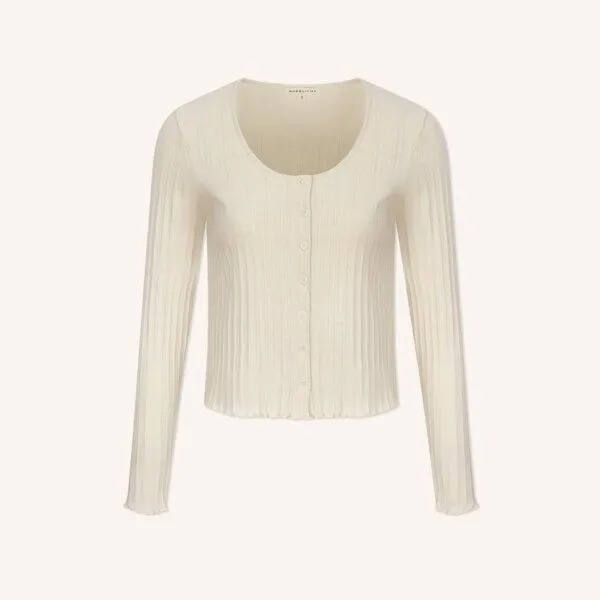 NORDLICHT NORDLICHT Jersey Cardigan Vida aus Bio-Baumwolle, Natur, – Produktbild 2 von 4