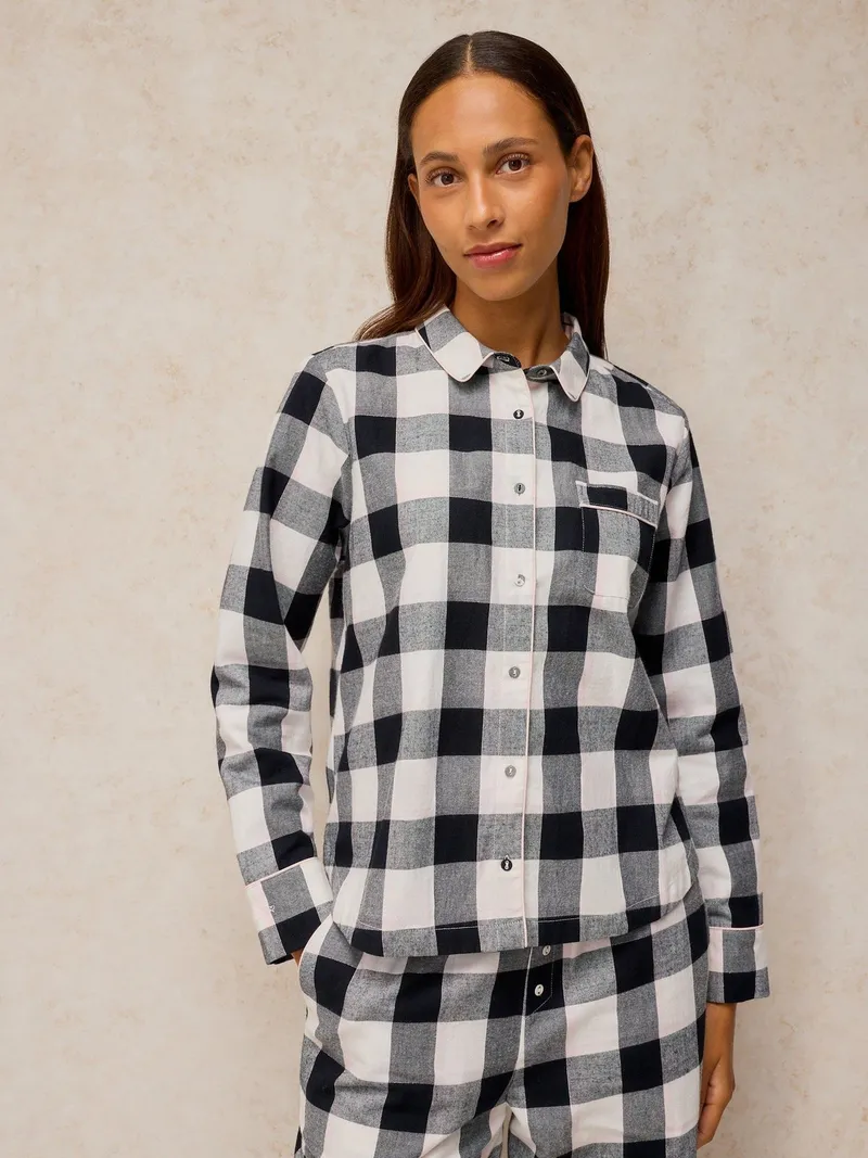 White Stuff White Stuff Kariertes Pyjamaoberteil Noemi, Elfenbein multi, – Produktbild 1 von 4