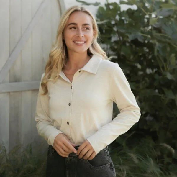 NORDLICHT NORDLICHT Jersey Bluse Sara, Natur, – Produktbild 3 von 4