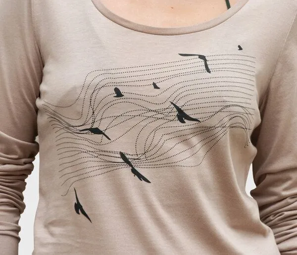 little kiwi little kiwi Damen Longsleeve, "Vögel", Nude, – Produktbild 2 von 4