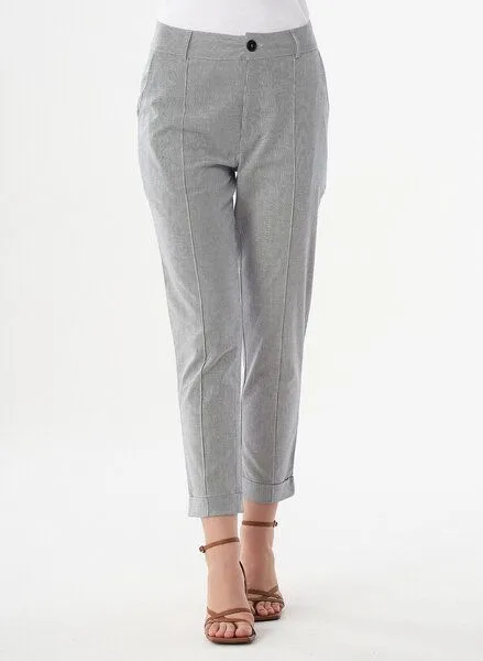 ORGANICATION ORGANICATION Karottenhose aus Bio-Baumwolle mit Streifenmuster, Shadow/off white, – Produktbild 3 von 4
