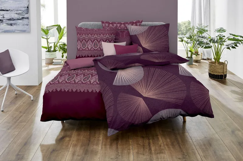 Kaeppel Kaeppel Bettwäsche Koya, Mako-Satin, 2 teilig, Hergestellt aus GOTS-zertifizierter Bio-Baumwolle, Lila, – Produktbild 1 von 4