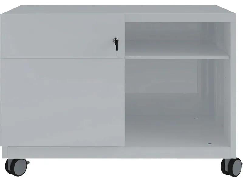 Bisley Bisley Rollcontainer "Caddy Note™" Schubladen und Ziehgriff links, Silber, – Produktbild 1 von 1
