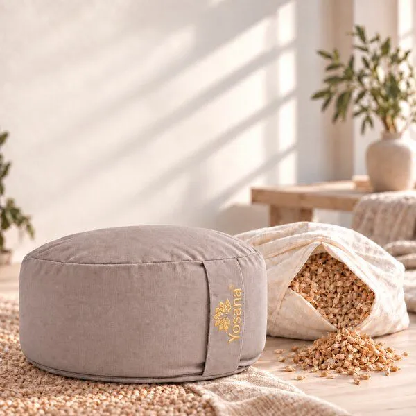Yosana Yosana Yogakissen rund, Meditationskissen 30x15cm, Taupe light, – Produktbild 7 von 8