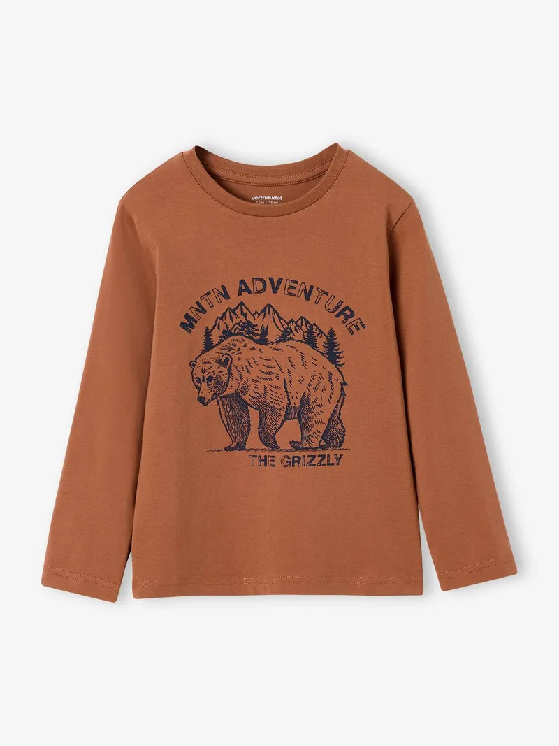 Vertbaudet Langarmshirt mit Print Jungen, Cappuccino, – Produktbild 3 von 3