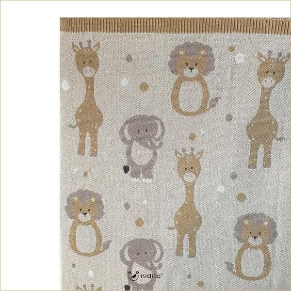 nidito nidito Bio Babydecke Baumwolle Löwe, Giraffe, Elefant - 80x100 cm - 100% Bio-Baumwolle – Produktbild 2 von 4