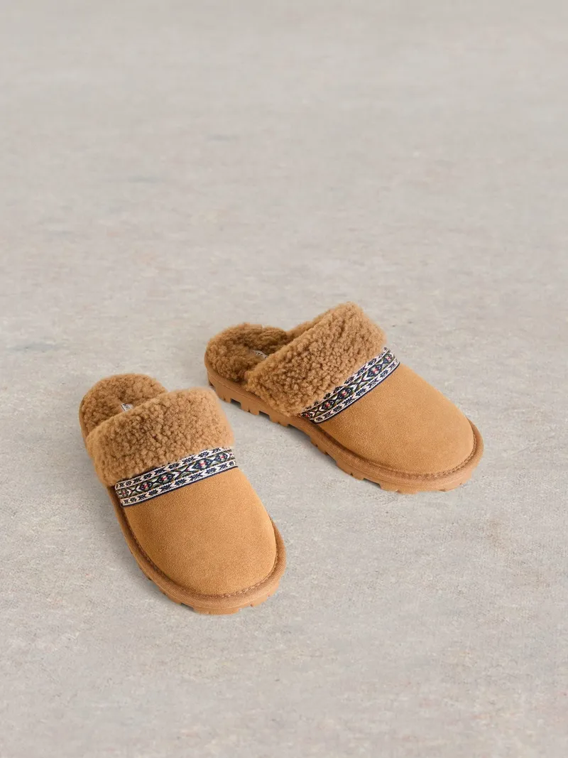 White Stuff Wildlederpantoletten mit Schafsfellfutter - L, Braun multi, – Produktbild 2 von 4