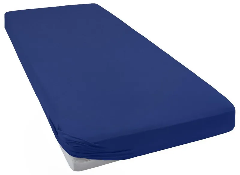 bellana Spannbettlaken bellana deluxe mit Elasthan, Jersey 230 g/m², Premium-Qualität, Jersey-Elasthan, Gummizug: rundum, (1 Stück), mit 5% Elasthan, für Matratzen bis 35cm Höhe, bügelfrei, faltenfrei, Blau, – Produktbild 1 von 7