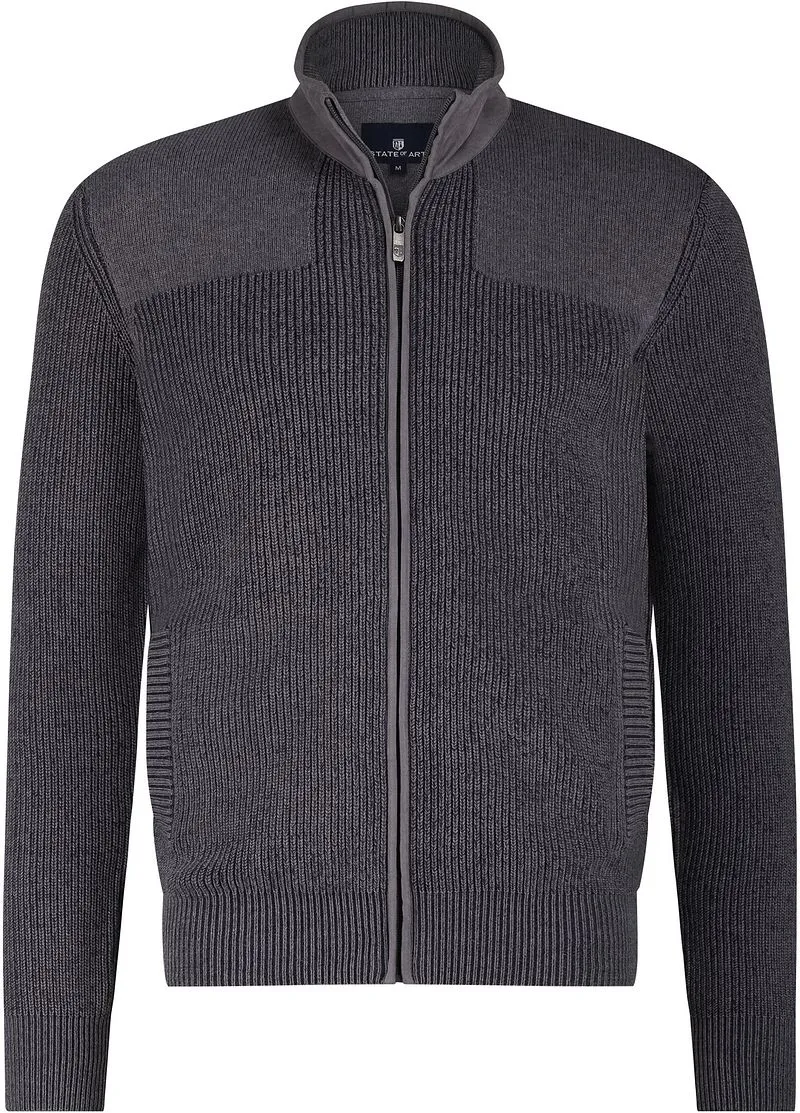 State of Art State Of Art Strickjacke Structure – Anthrazit mit Contrast - Größe XXL, Grau, – Produktbild 1 von 5
