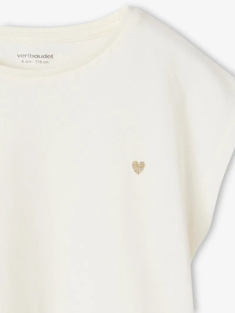 Vertbaudet Mädchen T-Shirt BASIC, Wollweiß, – Produktbild 2 von 2