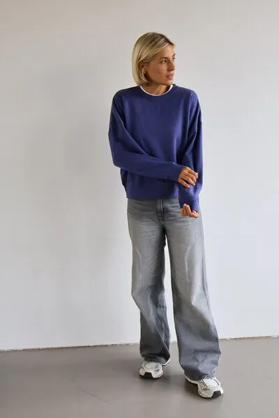 Kultgut Kultgut Goodness Sweater 100% Bio-Baumwolle - Ein schöner Allrounder im Boxistyle, Lila(deepviolet), – Produktbild 3 von 4