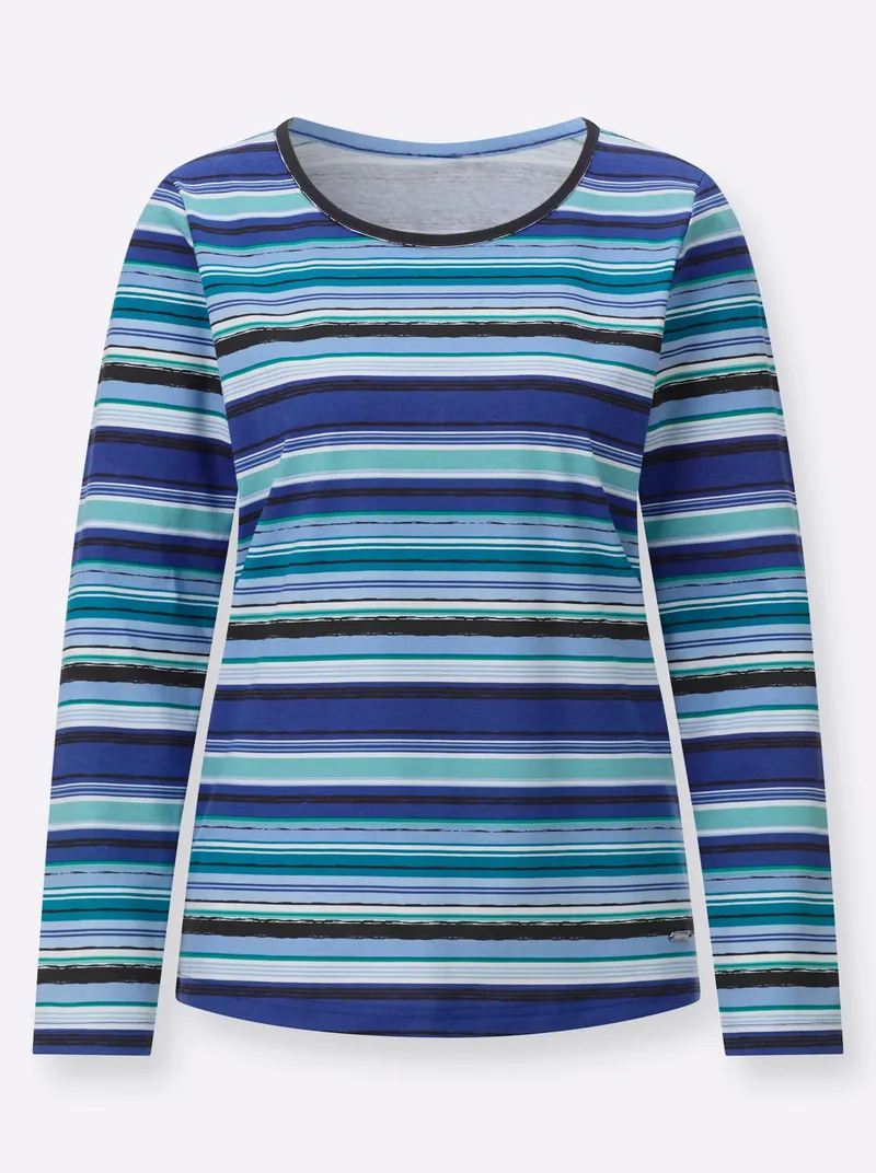 Witt Rundhalsshirt himmelblau-weiß-geringelt, Himmelblau-weiß-geringelt, – Produktbild 1 von 2