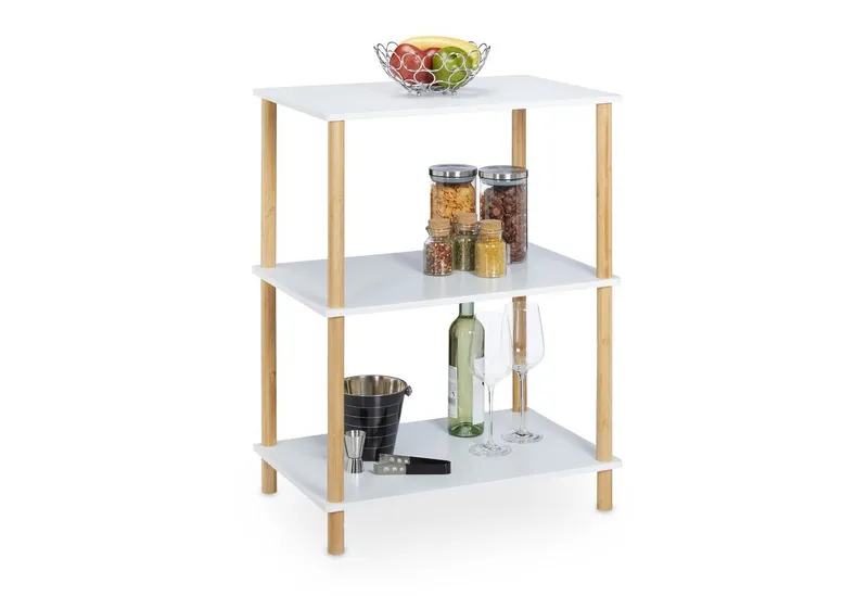 RELAXDAYS RELAXDAYS Standregal mit 3 Ebenen, 1-tlg., Braun|weiß, – Produktbild 1 von 5