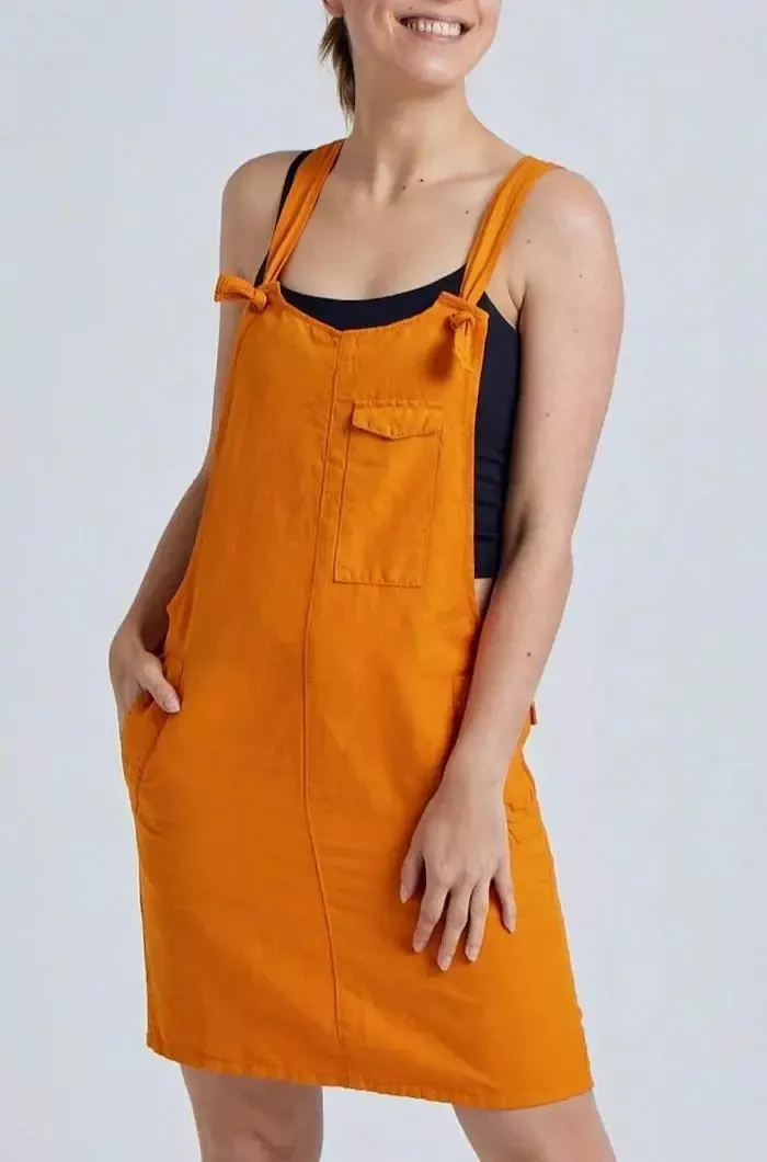 Flax and Loom Flax and Loom Damen vegan Kleid Latzhose Peggy Sun Orange, Orange, – Produktbild 1 von 2