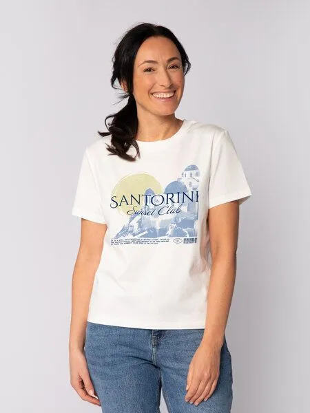 watapparel watapparel T-Shirt Frauen Santorini Sunset Club, Off white, – Produktbild 2 von 2
