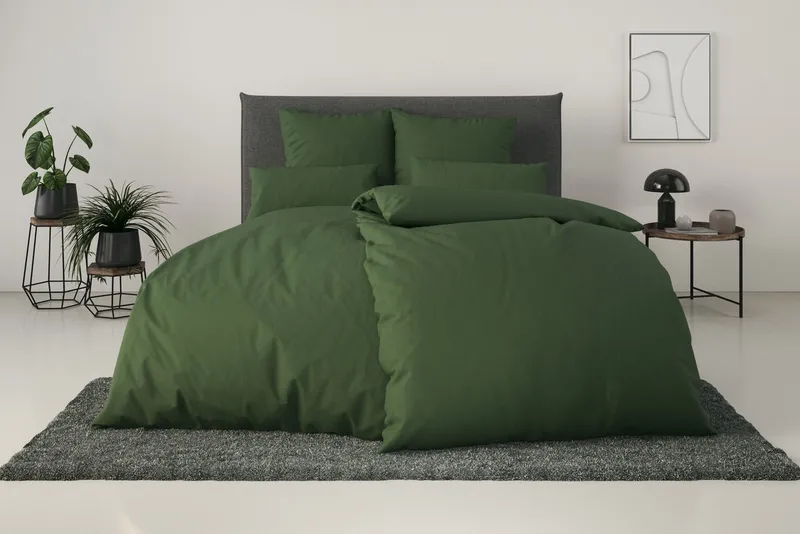 OTTO home Bettwäsche Desner 100% Microfaser, extra weich, allergikerfreundlich, Microfaser, 2 teilig, Premium Qualität, uni, schnell trocknend, pflegeleicht, ab 135x200 cm, Grün, – Produktbild 2 von 8