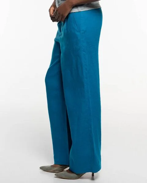 Alma & Lovis Alma & Lovis Trendige Marlenehose aus reinem Leinen | Leinen Marlene, Orient blue (blau), – Produktbild 4 von 4