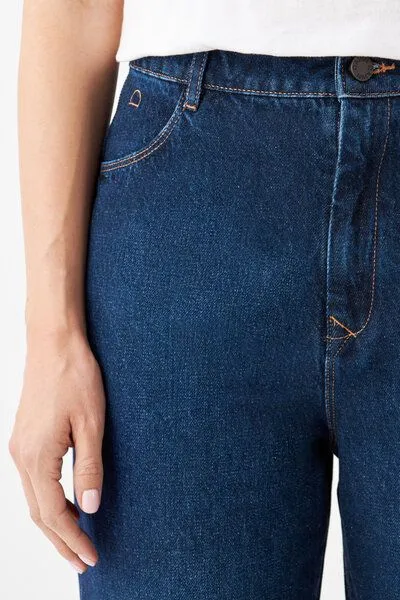 DAWN Damen Jeans Wide Straight Non-Stretch DAWN Bio-Baumwolle, Dark blue, – Produktbild 4 von 4