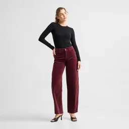 DAWN ASH Barrel Leg Corduroy - Classic - Plum Red Wine - Plum Wine Red / 26 / 32 – Produktbild 1 von 1