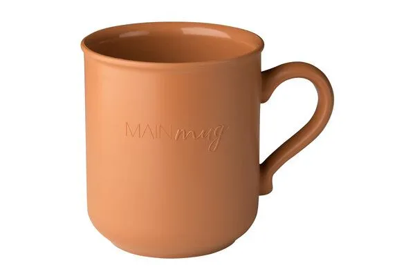 reMAIN reMAIN MAINmug - 4 St. stabile u. bruchfeste Mehrwegtassen mit Griff aus Recyclingkunststoff - nachhaltige Tassen für Heiß/Kaltgetränke - Kinderbecher - Camping - etc., Ockerbraun, – Produktbild 1 von 4