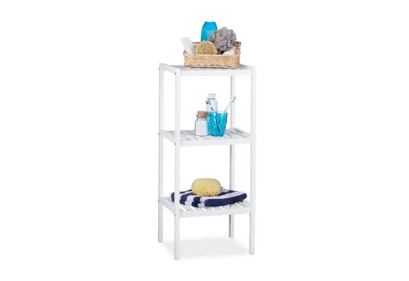 RELAXDAYS RELAXDAYS Badregal Bambus Badregal mit 3 Ablageflächen, 1-tlg., Weiß, – Produktbild 1 von 4
