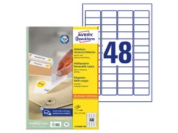 Avery Zweckform 4.800 Avery Zweckform Universaletiketten 45,7 x 21,2 mm, A4, wiederablösbar – Produktbild 1 von 1