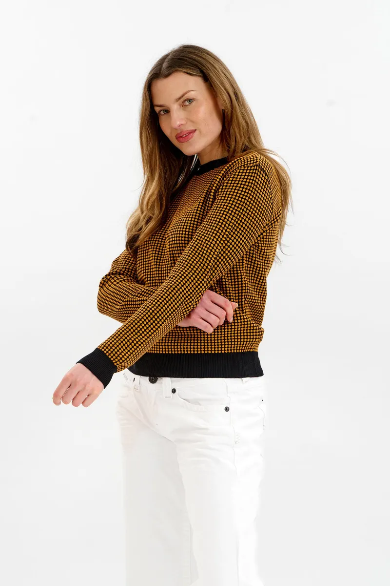 KOMODO KOMODO Damen vegan Pullover Hana Schwarz & Senf, Schwarz, – Produktbild 2 von 2