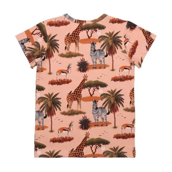 Walkiddy Kinder T-Shirt GOTS-zertifiziert aus Bio-Baumwolle orange mit African-Savanna-Motiv – Walkiddy, Orange, – Produktbild 2 von 3