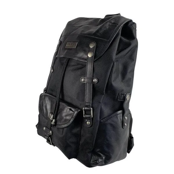 manbefair manbefair Laptop Rucksack Athena aus recyceltem Nylon Gewebe und Rinds-Leder, Schwarz, – Produktbild 3 von 3