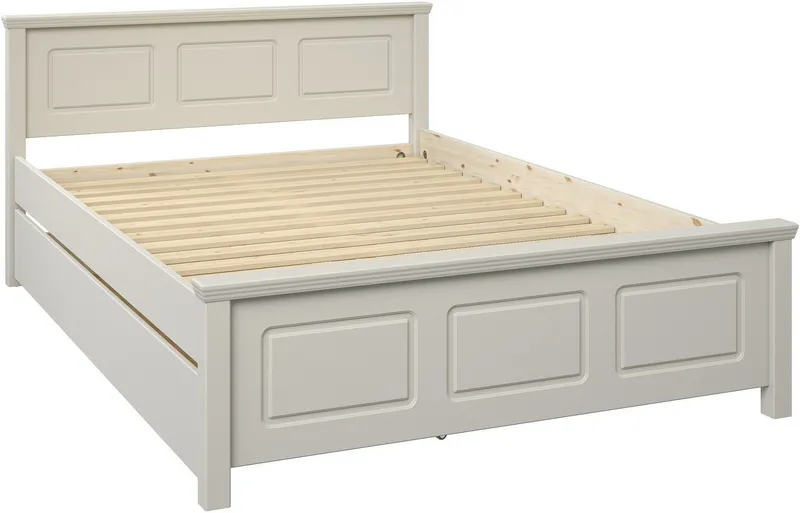 OTTO home Massivholzbett ERIKK', Made in Europe, optional mit Schublade, Massivholz Kiefer (FSC® zertifiziert), in mehreren Größen, Landhausstil mit Kassettenoptik, Beige, – Produktbild 3 von 8